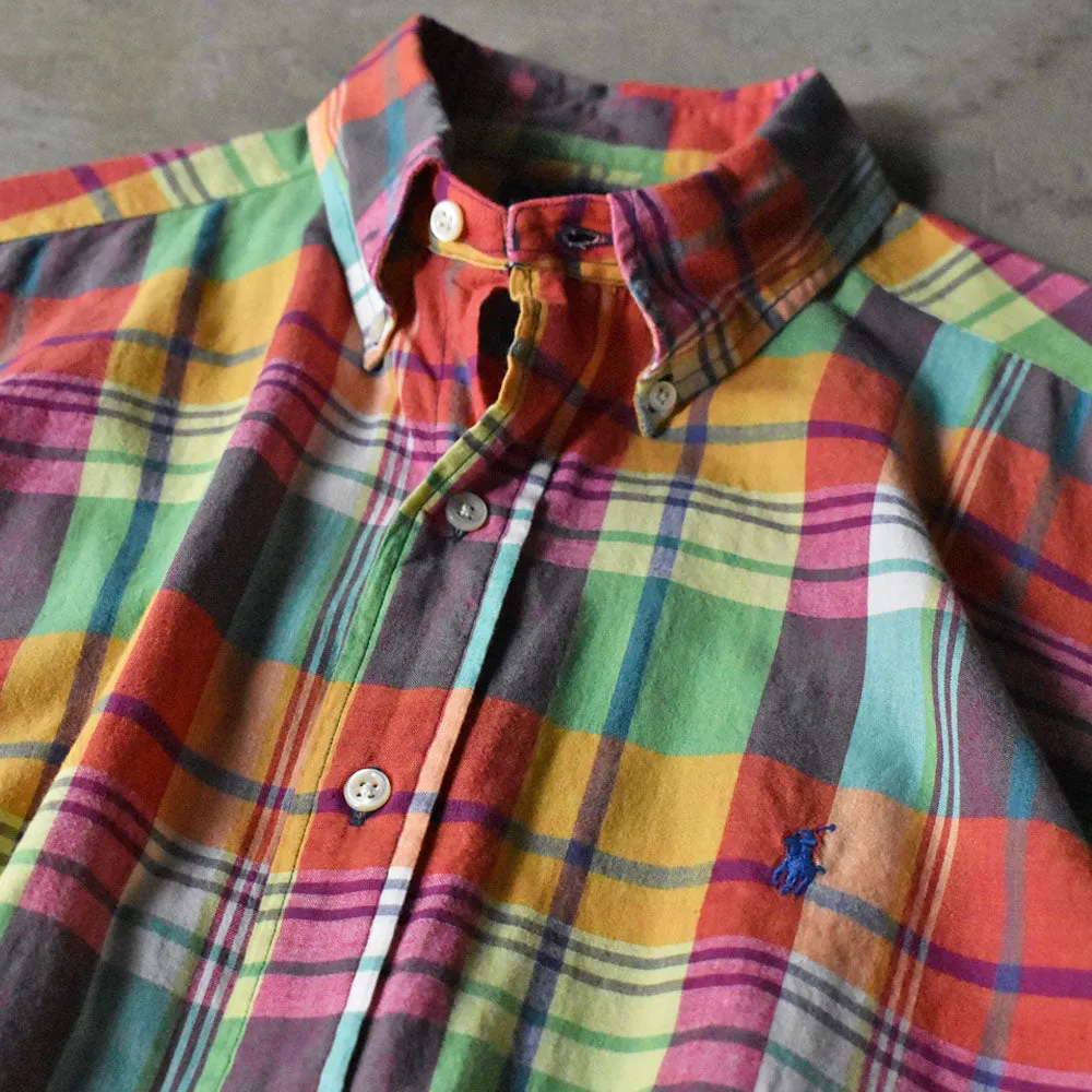 90's Ralph Lauren “BLAKE” マドラスチェック 半袖 ボタンダウンシャツ 240502 S2092