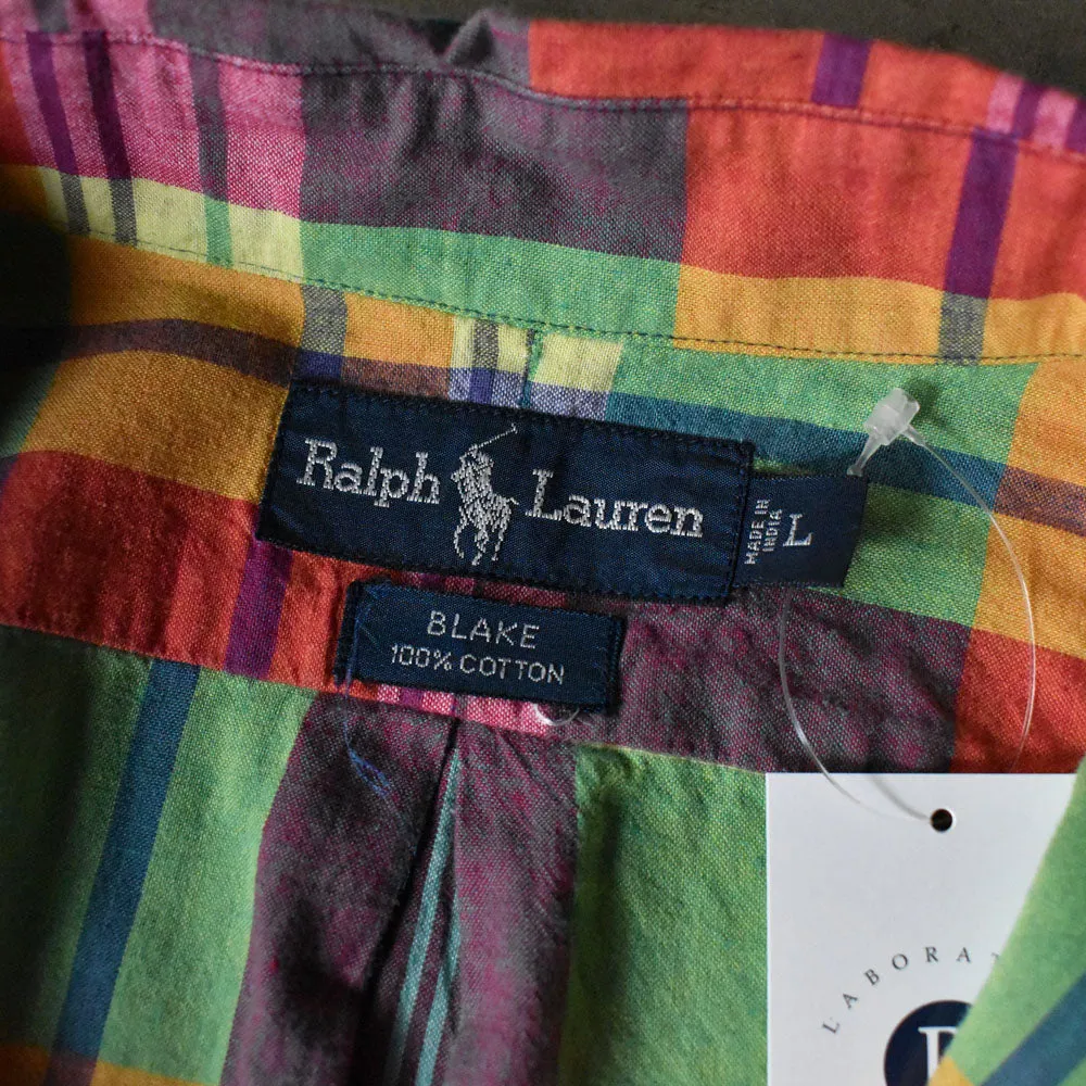 90's Ralph Lauren “BLAKE” マドラスチェック 半袖 ボタンダウンシャツ 240502 S2092