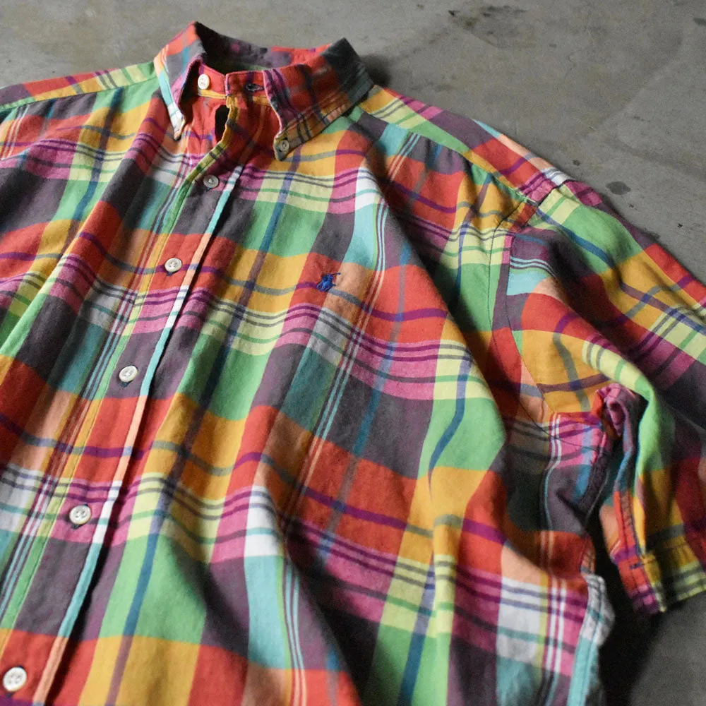 90's Ralph Lauren “BLAKE” マドラスチェック 半袖 ボタンダウンシャツ 240502 S2092