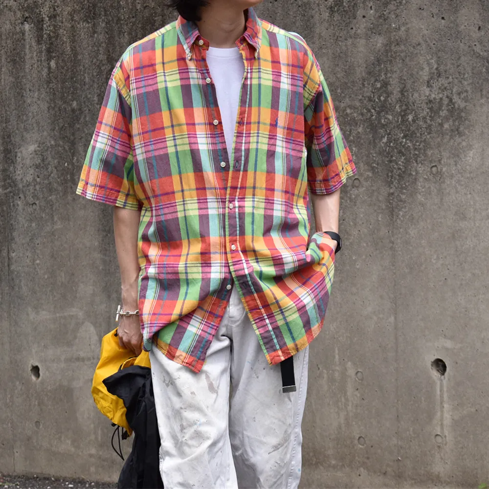 90's Ralph Lauren “BLAKE” マドラスチェック 半袖 ボタンダウンシャツ 240502 S2092