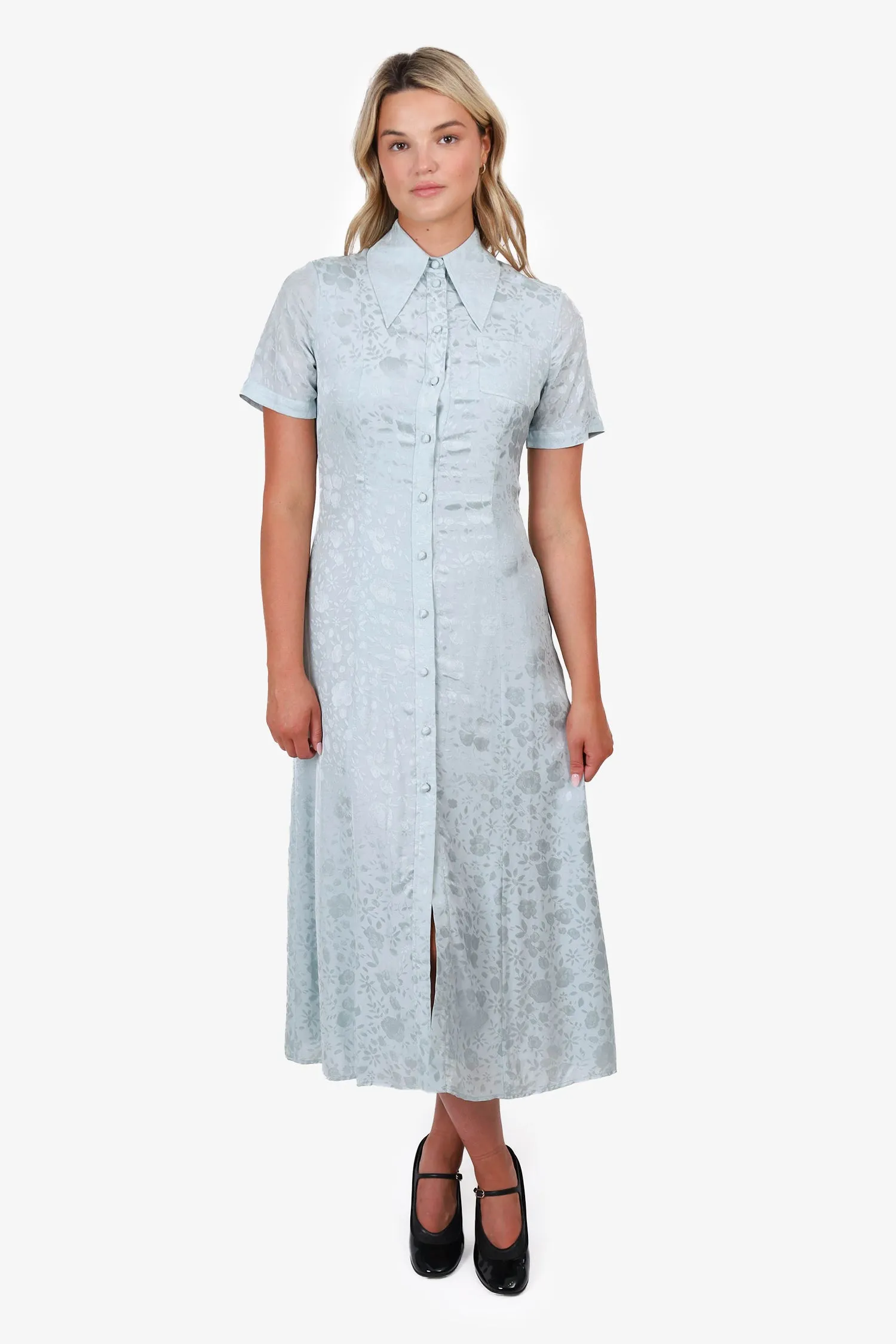 Alexa Chung Mint Floral Patterned Shirt Dress Size 8