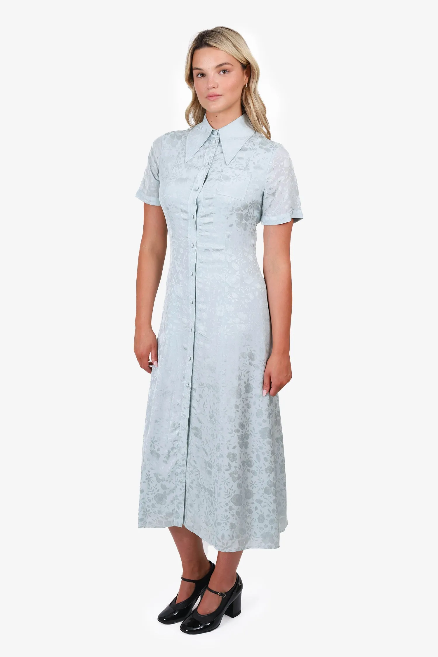Alexa Chung Mint Floral Patterned Shirt Dress Size 8