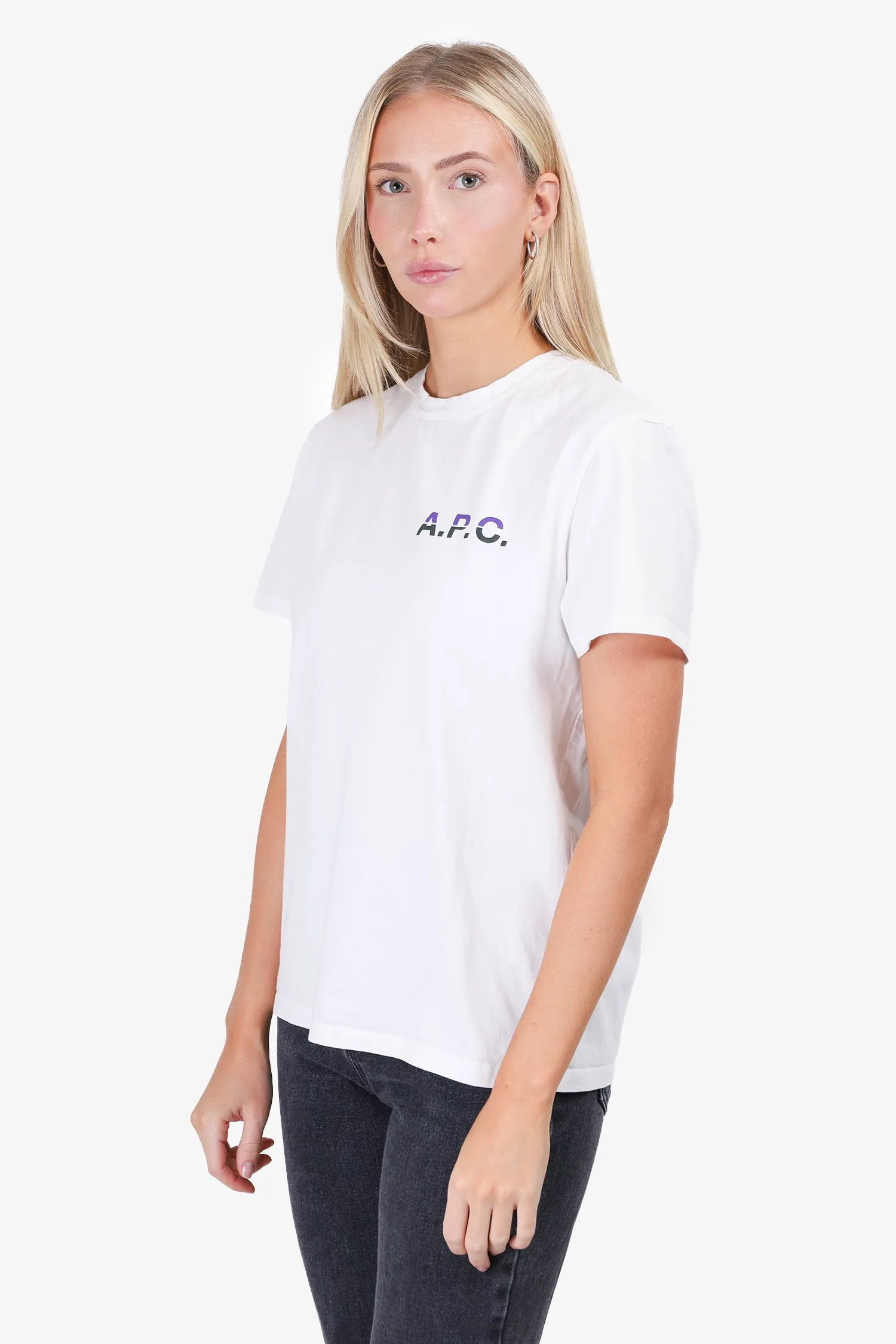 A.P.C White Logo T-Shirt Size S