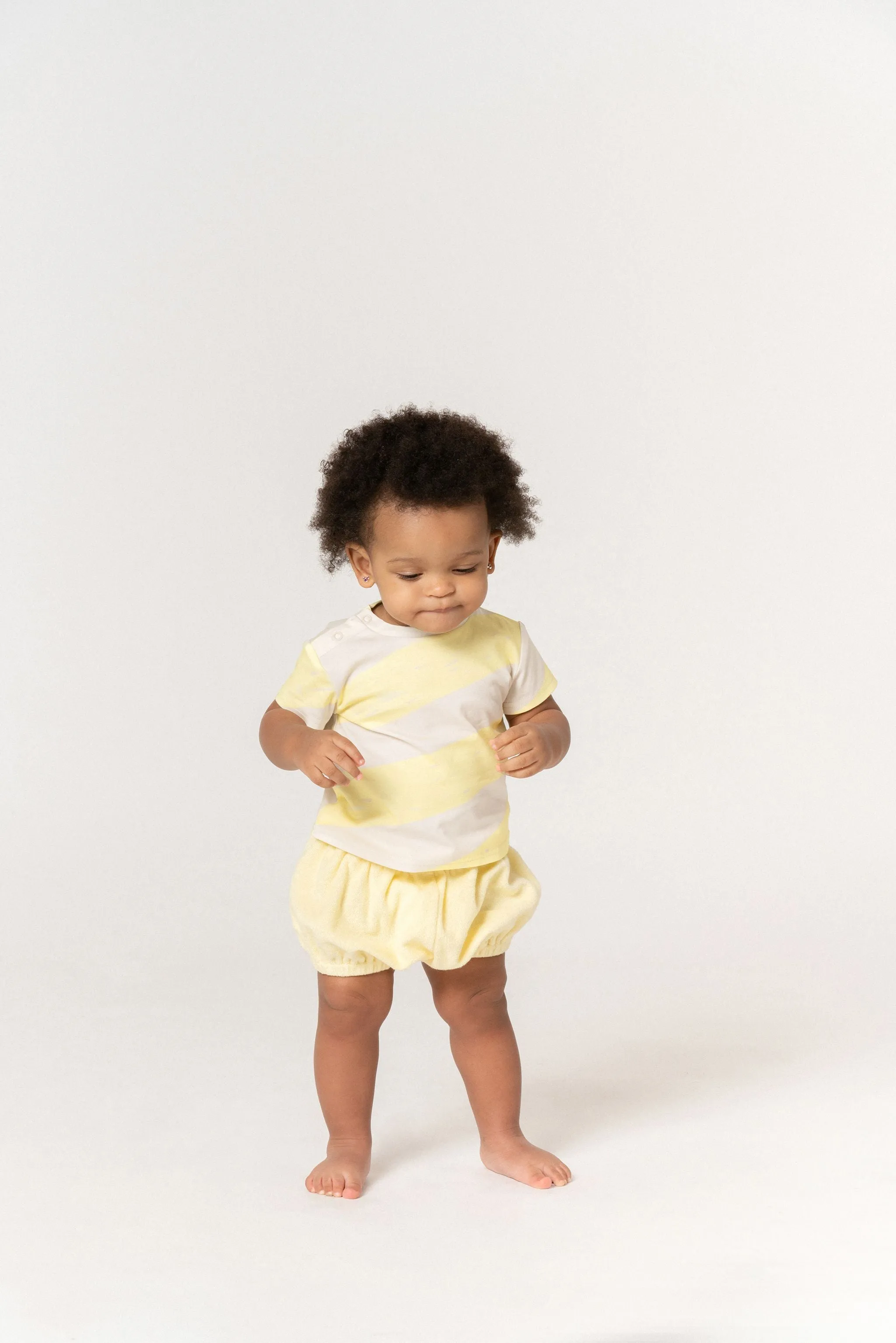 Baby Boxy T-Shirt with Stripes | Mocha