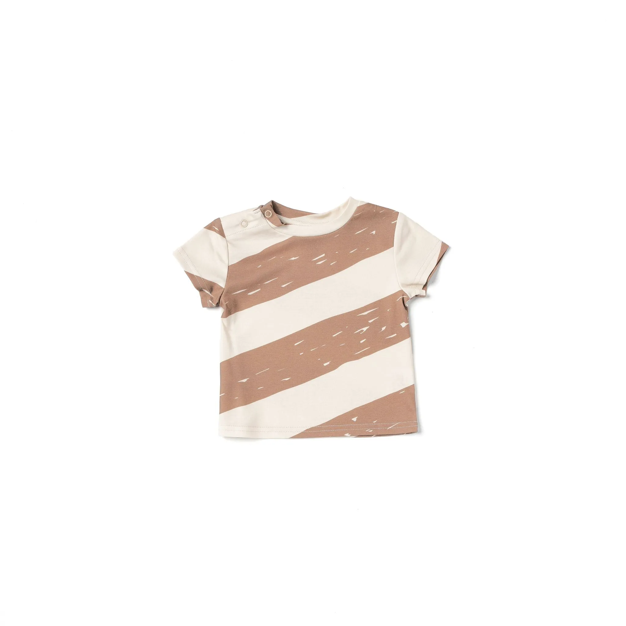 Baby Boxy T-Shirt with Stripes | Mocha