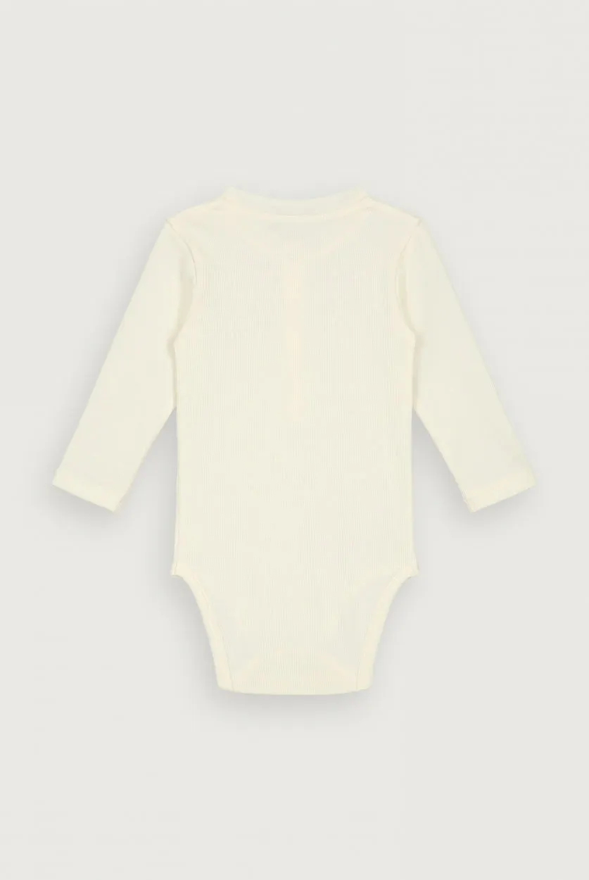 Baby L/S Henley Body | Cream