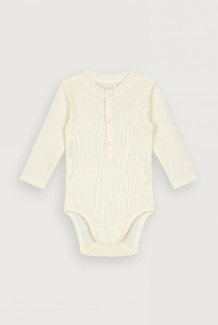 Baby L/S Henley Body | Cream