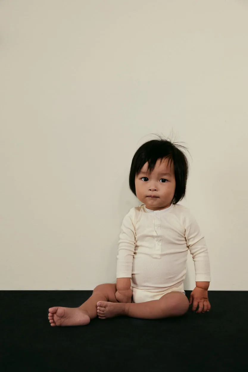 Baby L/S Henley Body | Nearly Black