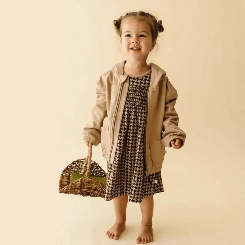 Bio-Fleece Kapuzenjacke - Taupe