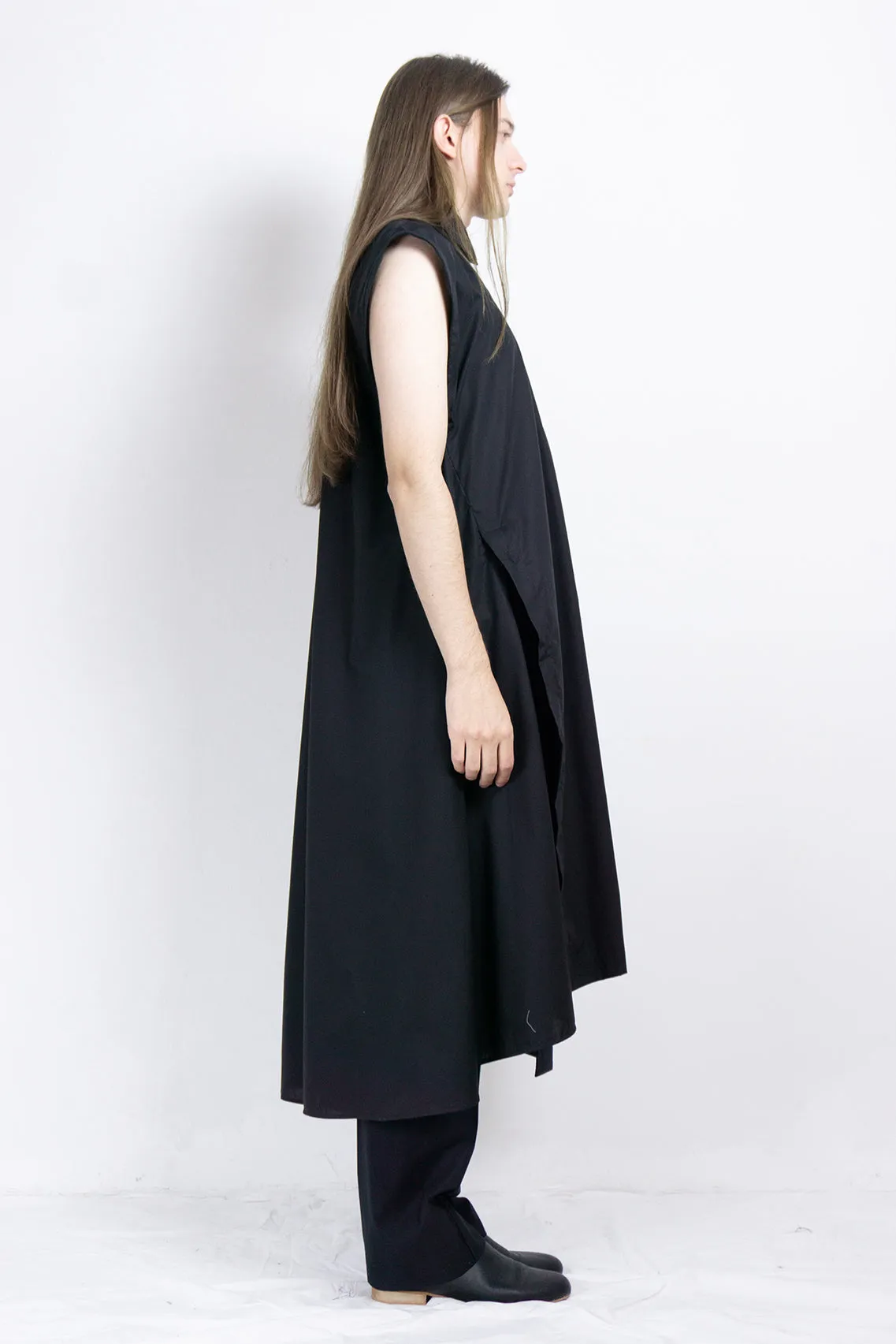 Black elongated post-gender cotton shirt