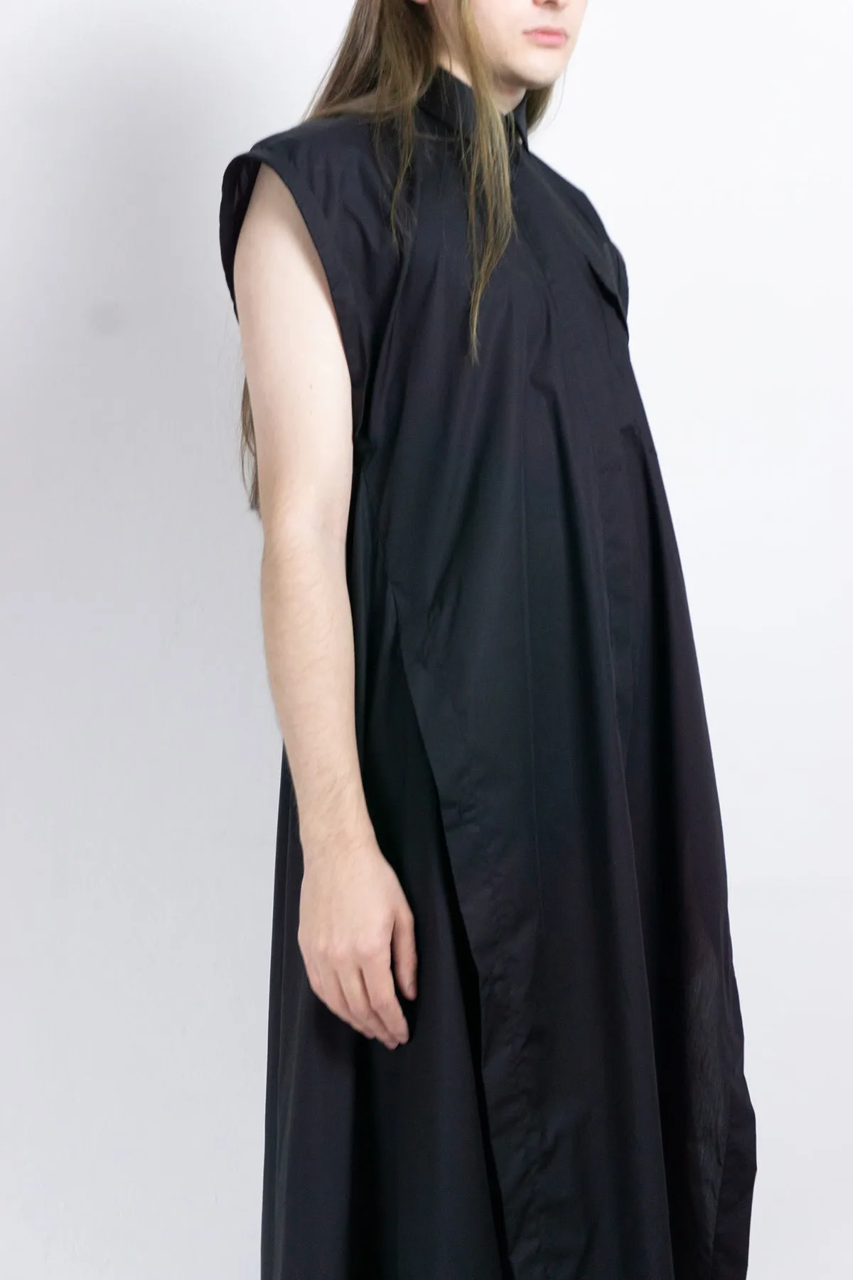 Black elongated post-gender cotton shirt
