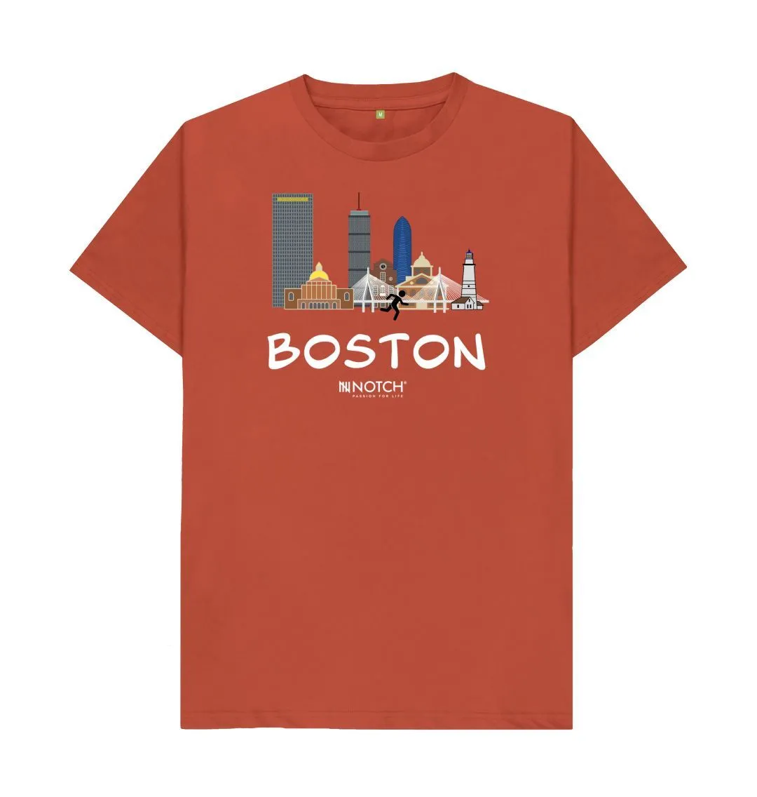 Boston 26.2 White Text Men's T-Shirt