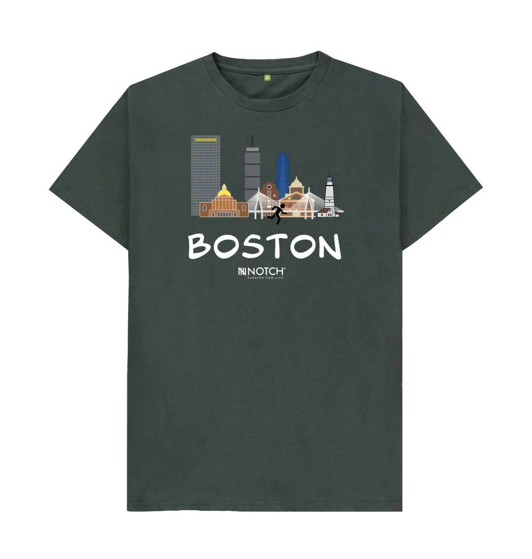 Boston 26.2 White Text Men's T-Shirt