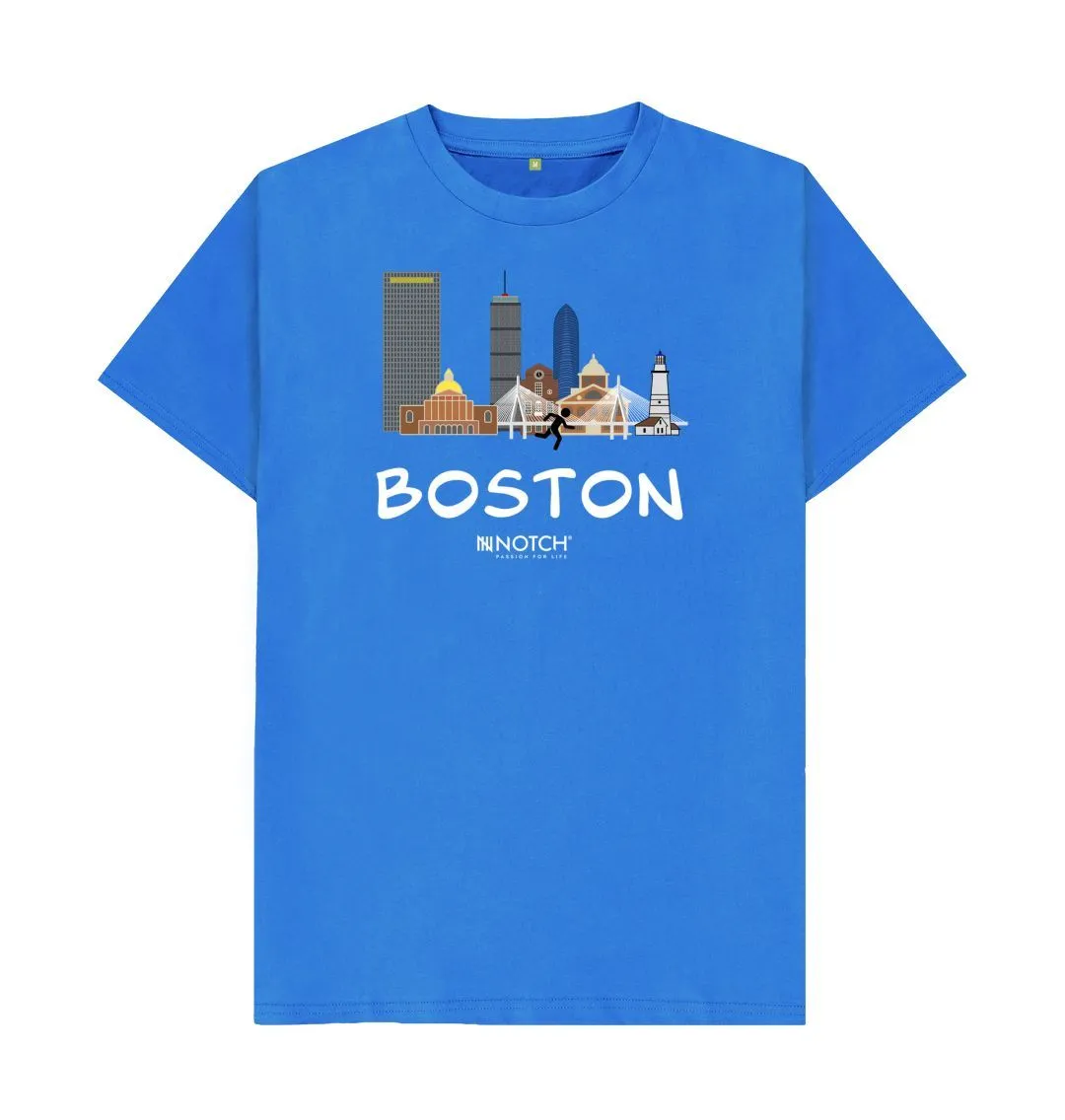 Boston 26.2 White Text Men's T-Shirt