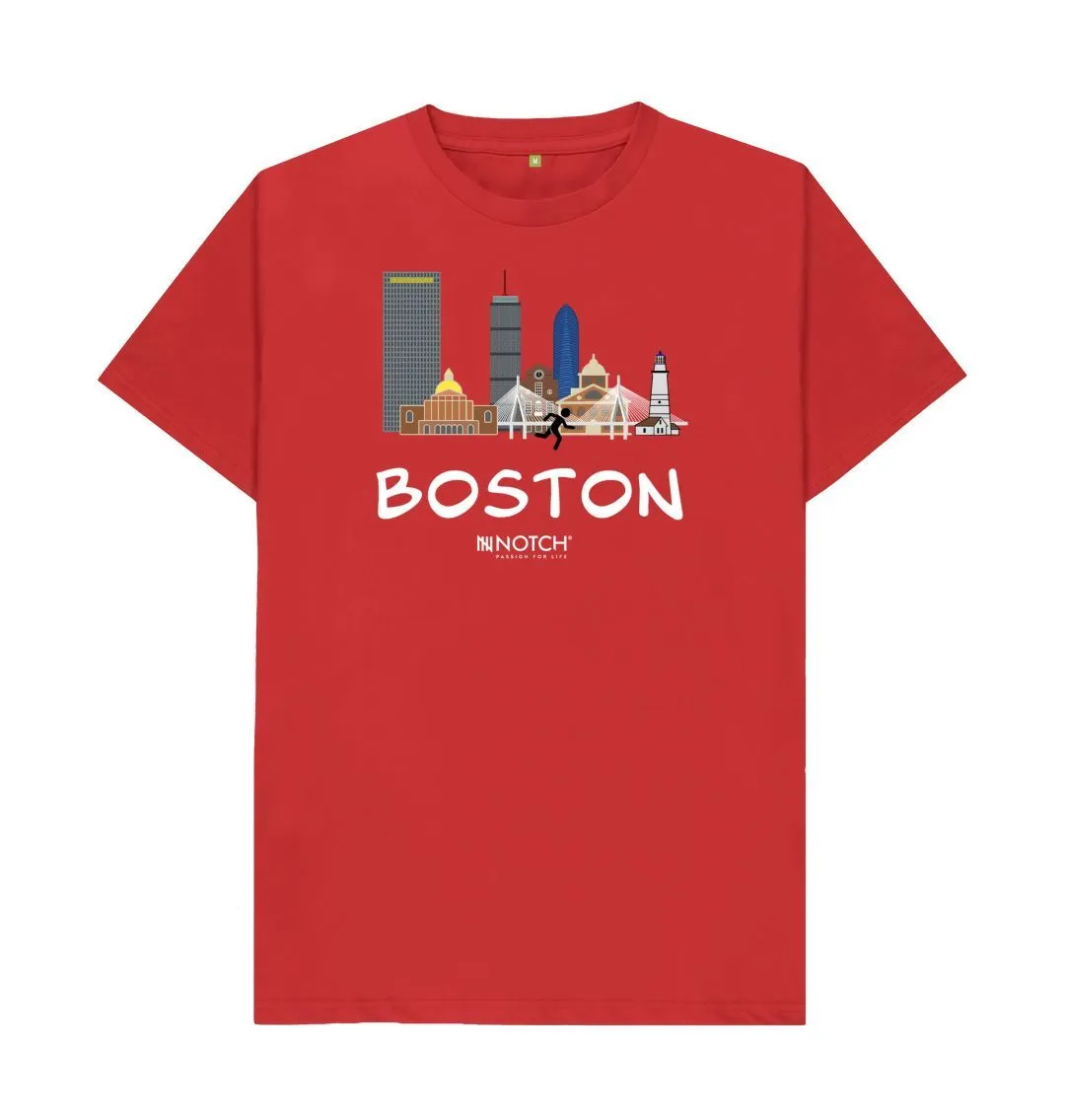 Boston 26.2 White Text Men's T-Shirt