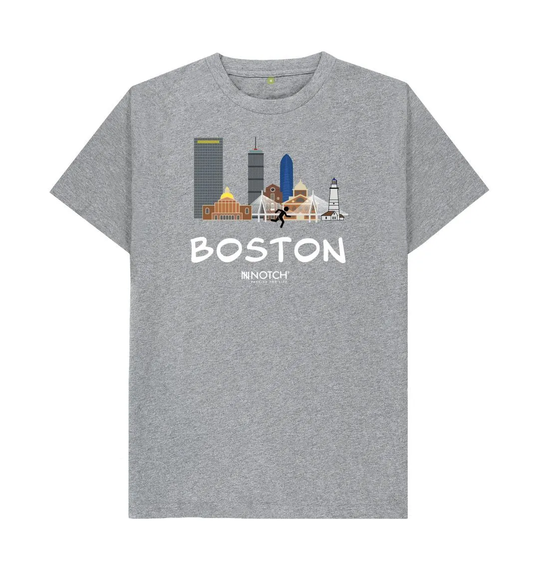 Boston 26.2 White Text Men's T-Shirt