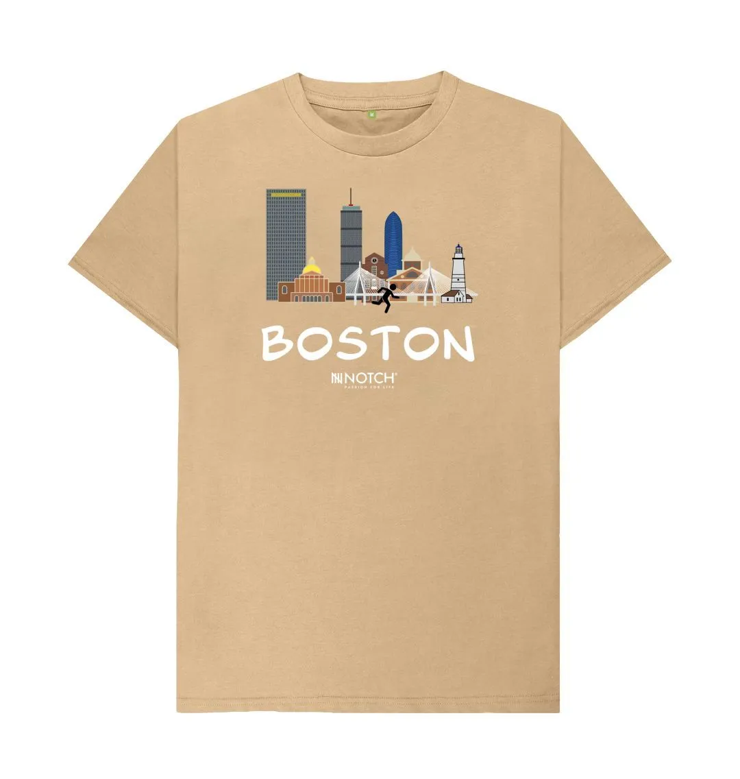 Boston 26.2 White Text Men's T-Shirt