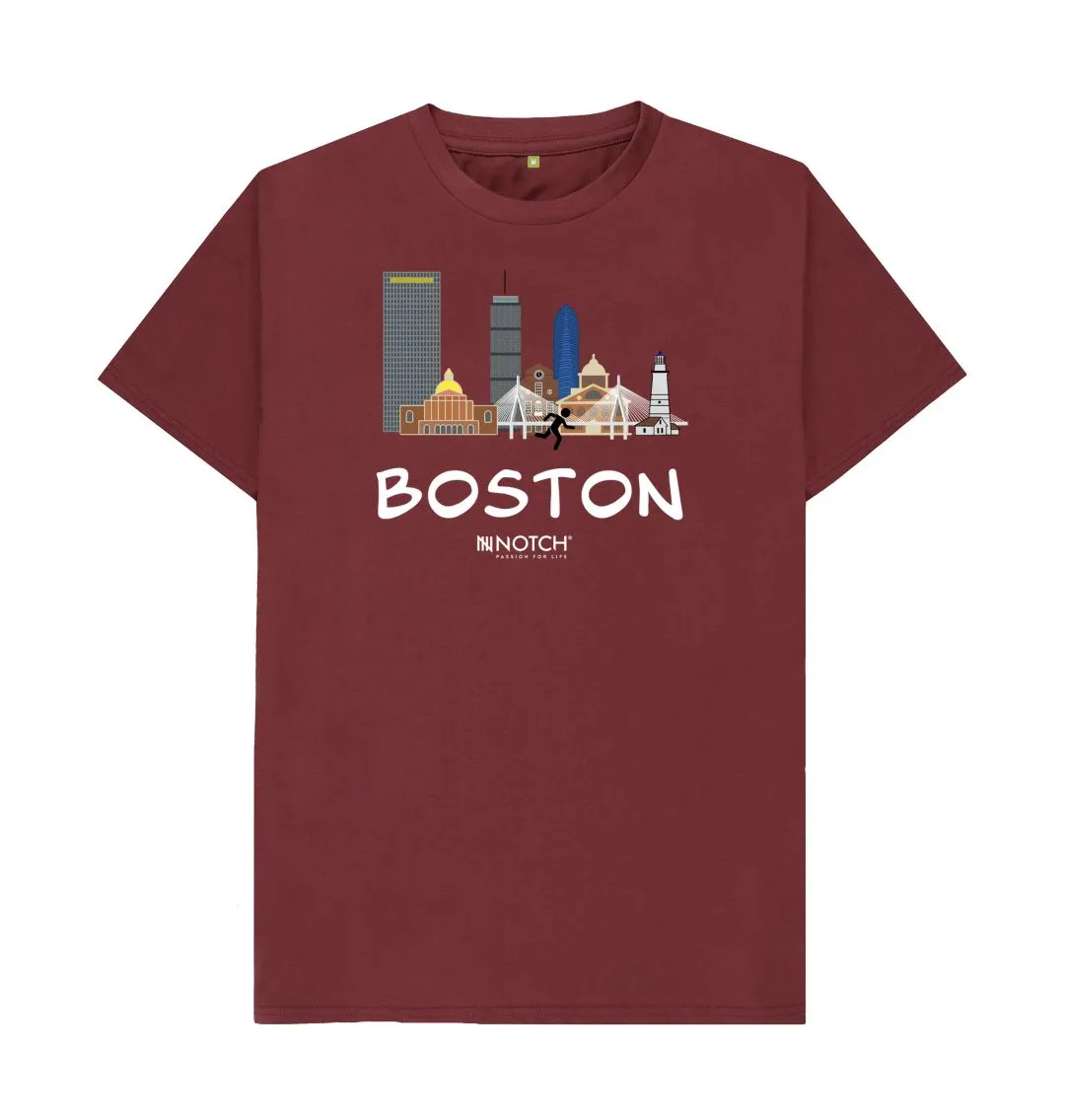 Boston 26.2 White Text Men's T-Shirt