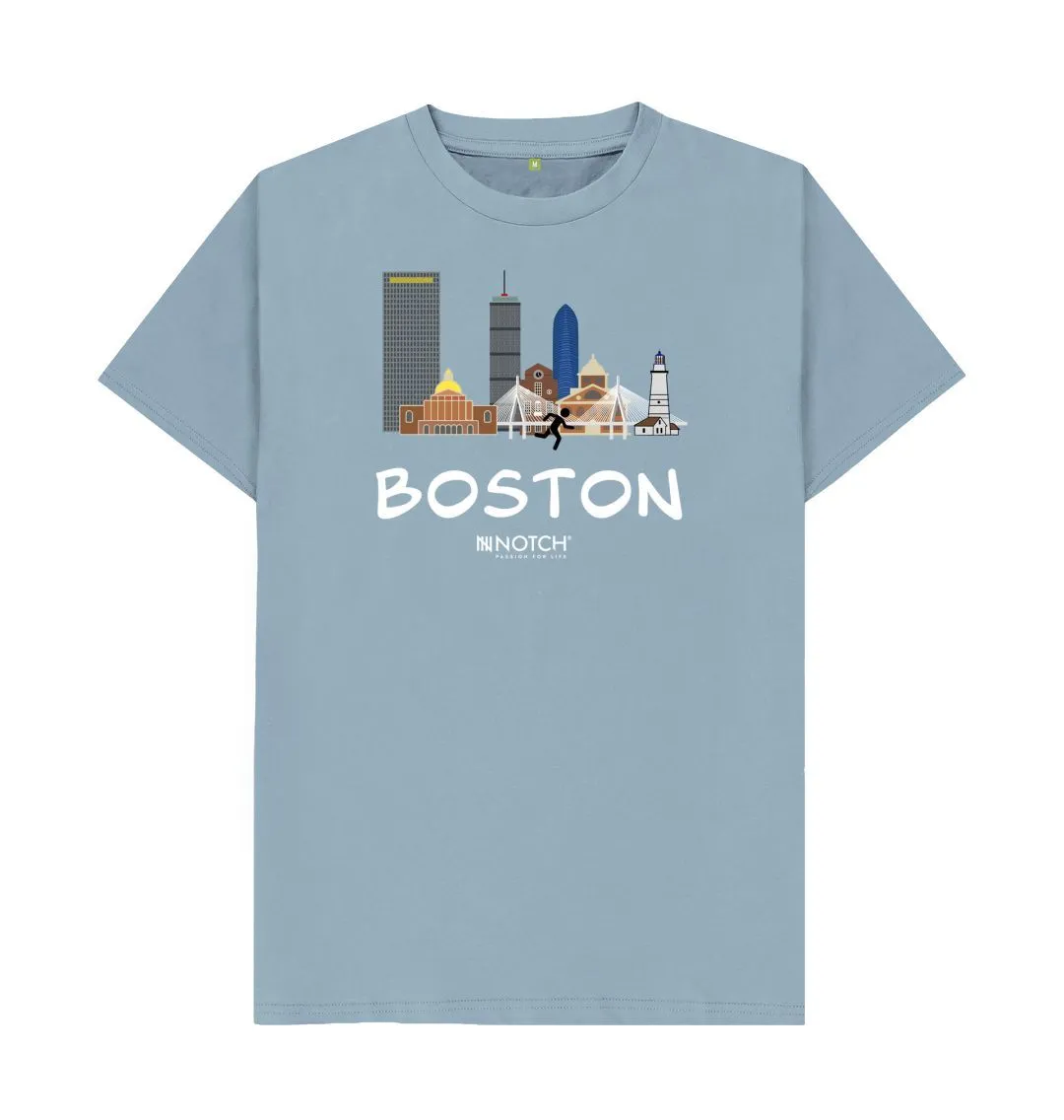 Boston 26.2 White Text Men's T-Shirt