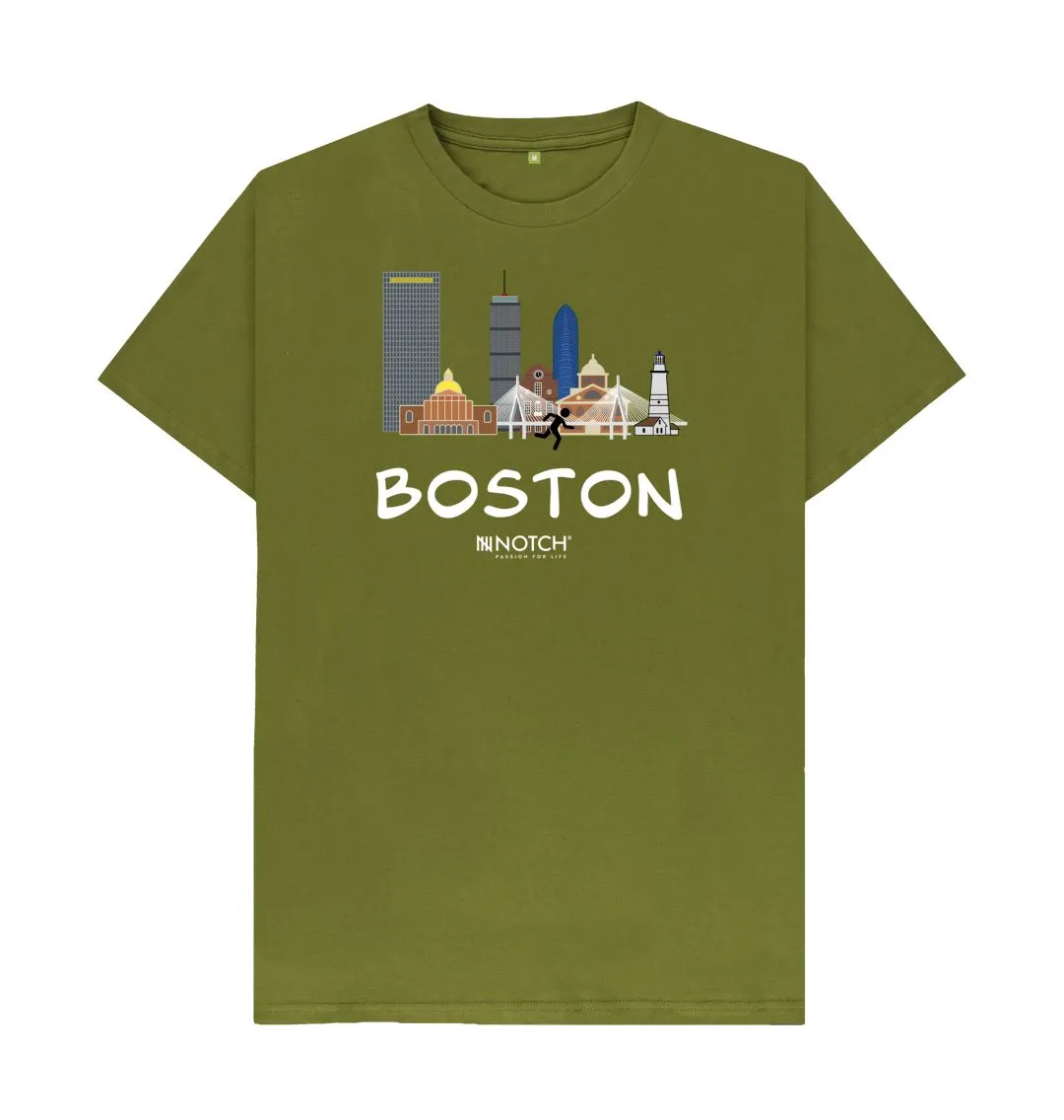 Boston 26.2 White Text Men's T-Shirt