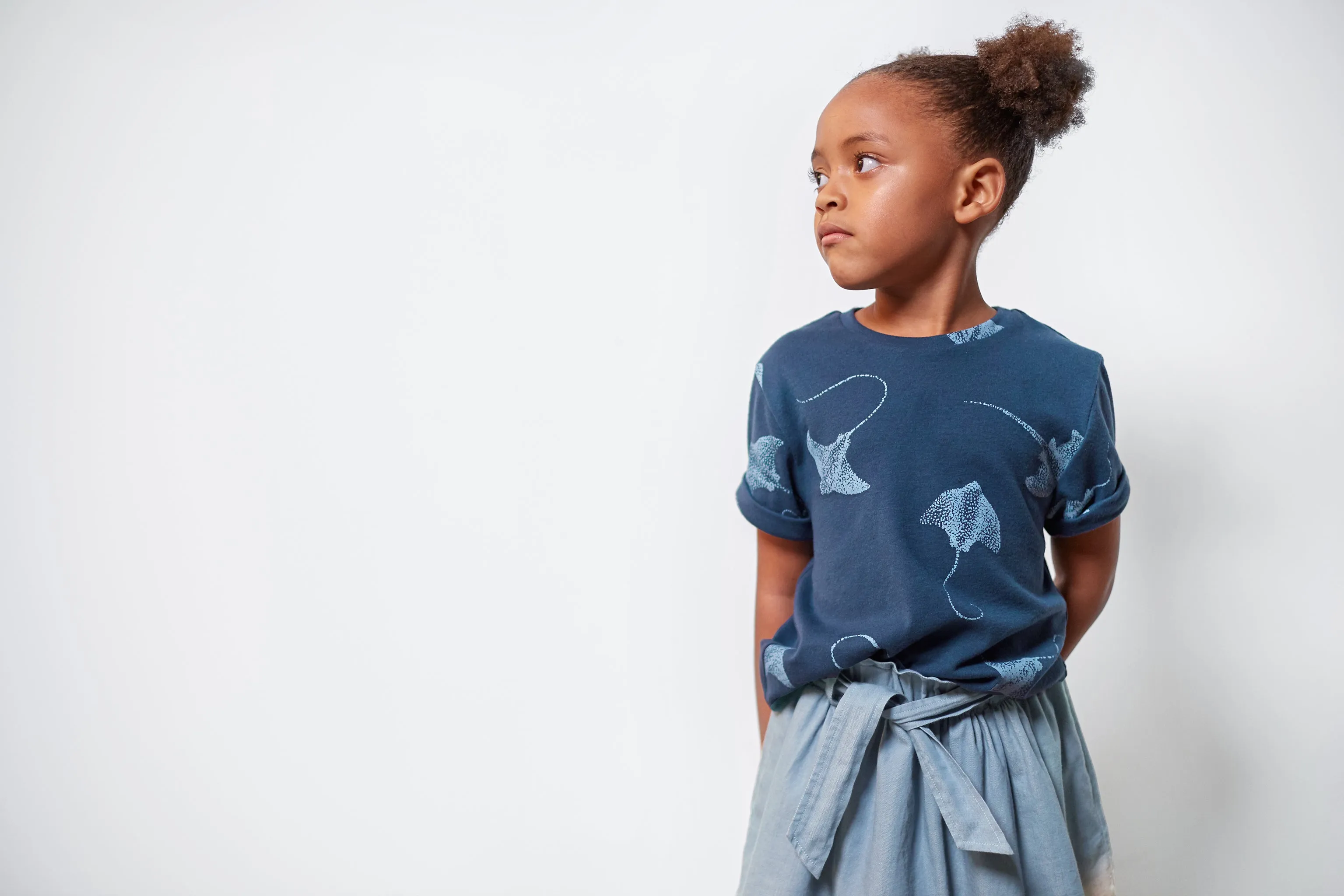 Boxy T-Shirt with All Over Print | Navy
