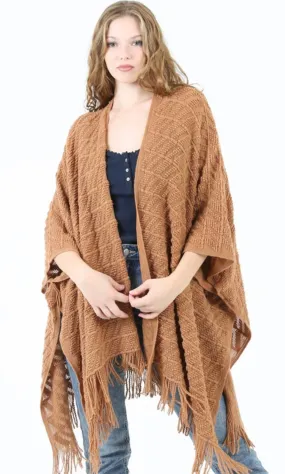 Cayce Camel Sweater Wrap Poncho