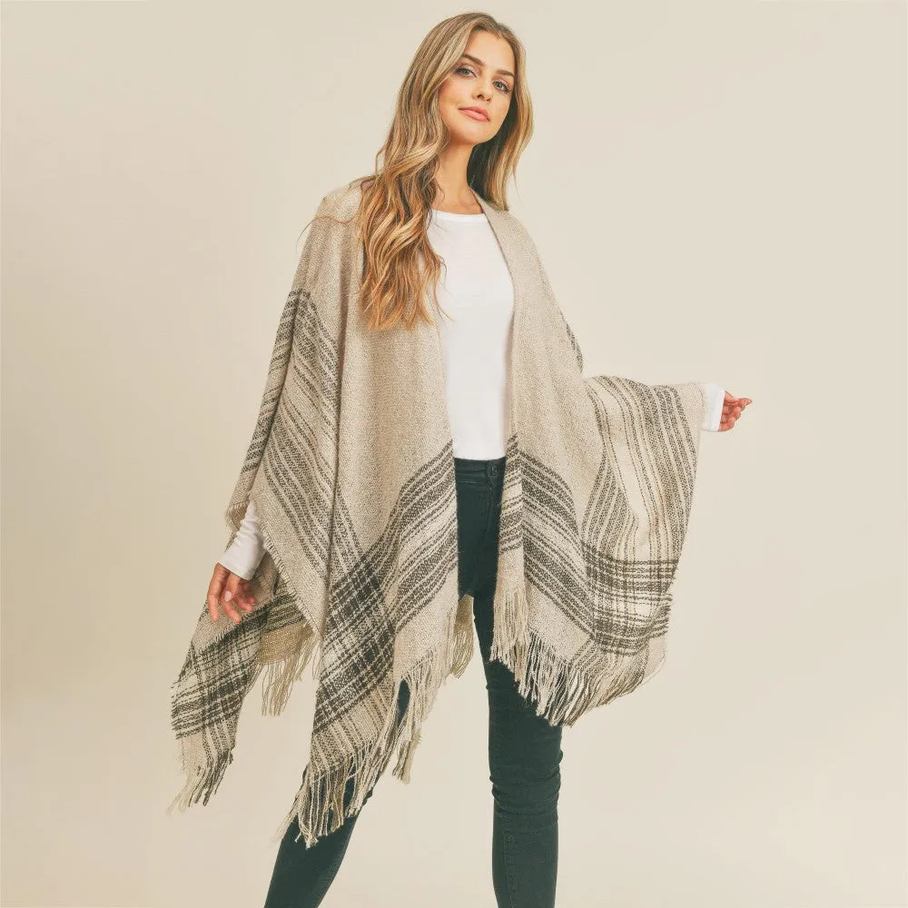Classic Knit Ruana Wrap Natural
