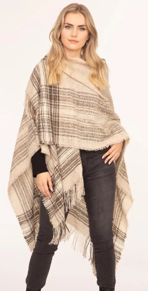 Classic Knit Ruana Wrap Natural