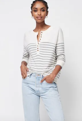 Cloud Henley in Neutral Grey Stripe