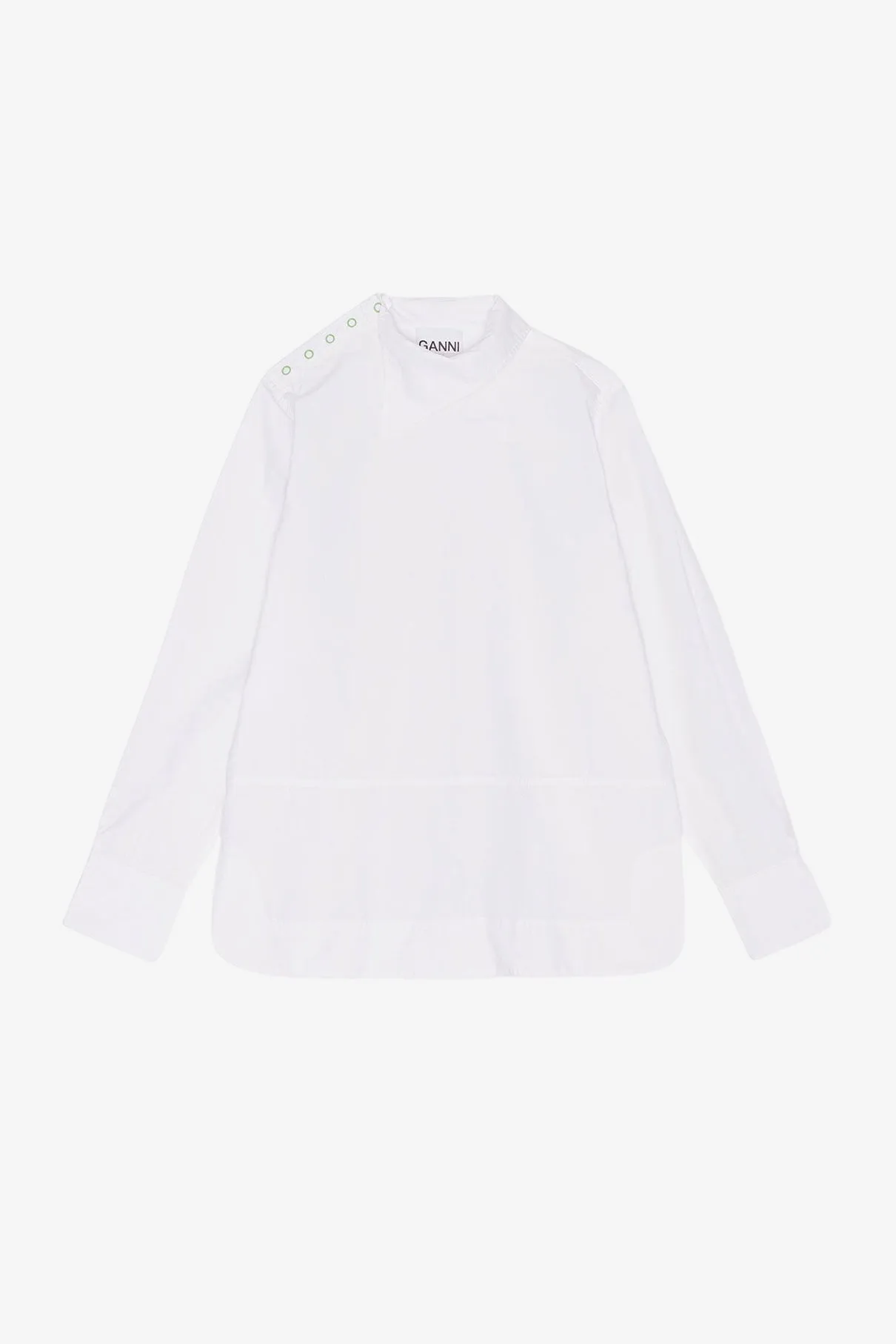 Cotton Poplin Asymmetrical Collar Shirt - Bright White