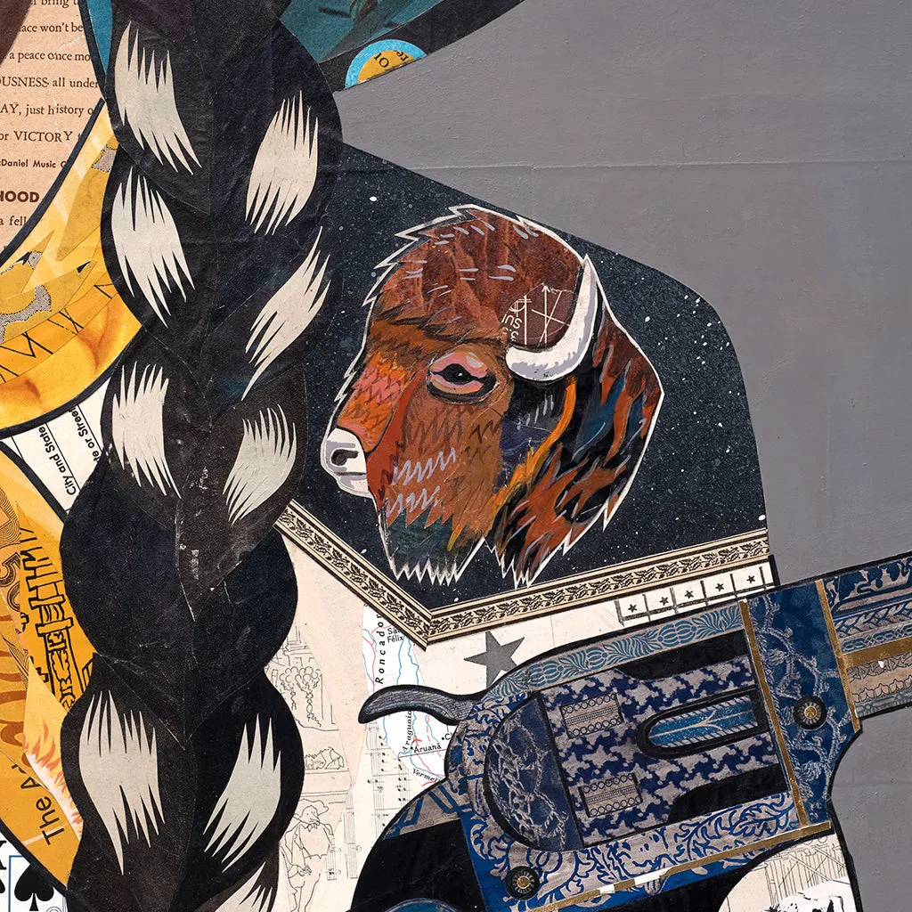 COWGIRL (BISON) original paper collage