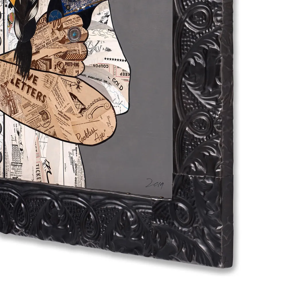 COWGIRL (BISON) original paper collage