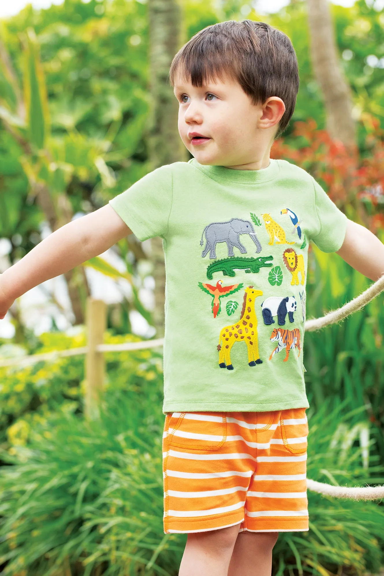Frugi Little Ellis Shorts Tangerine Breton