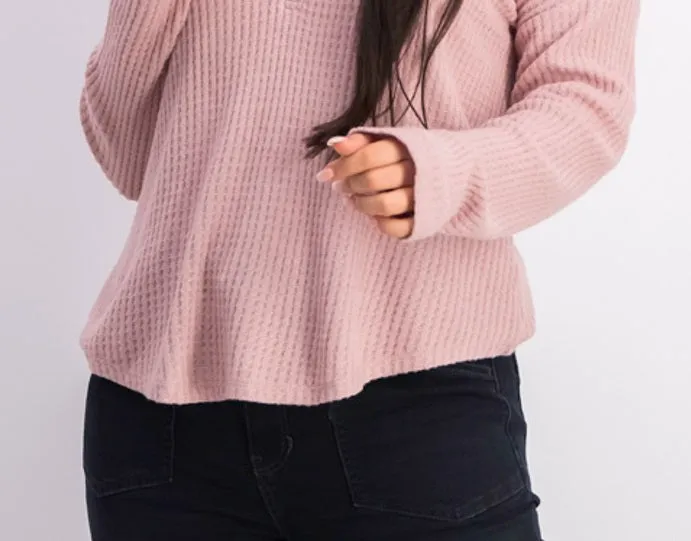 Hippie Rose Juniors' Henley Top Pink Size Medium