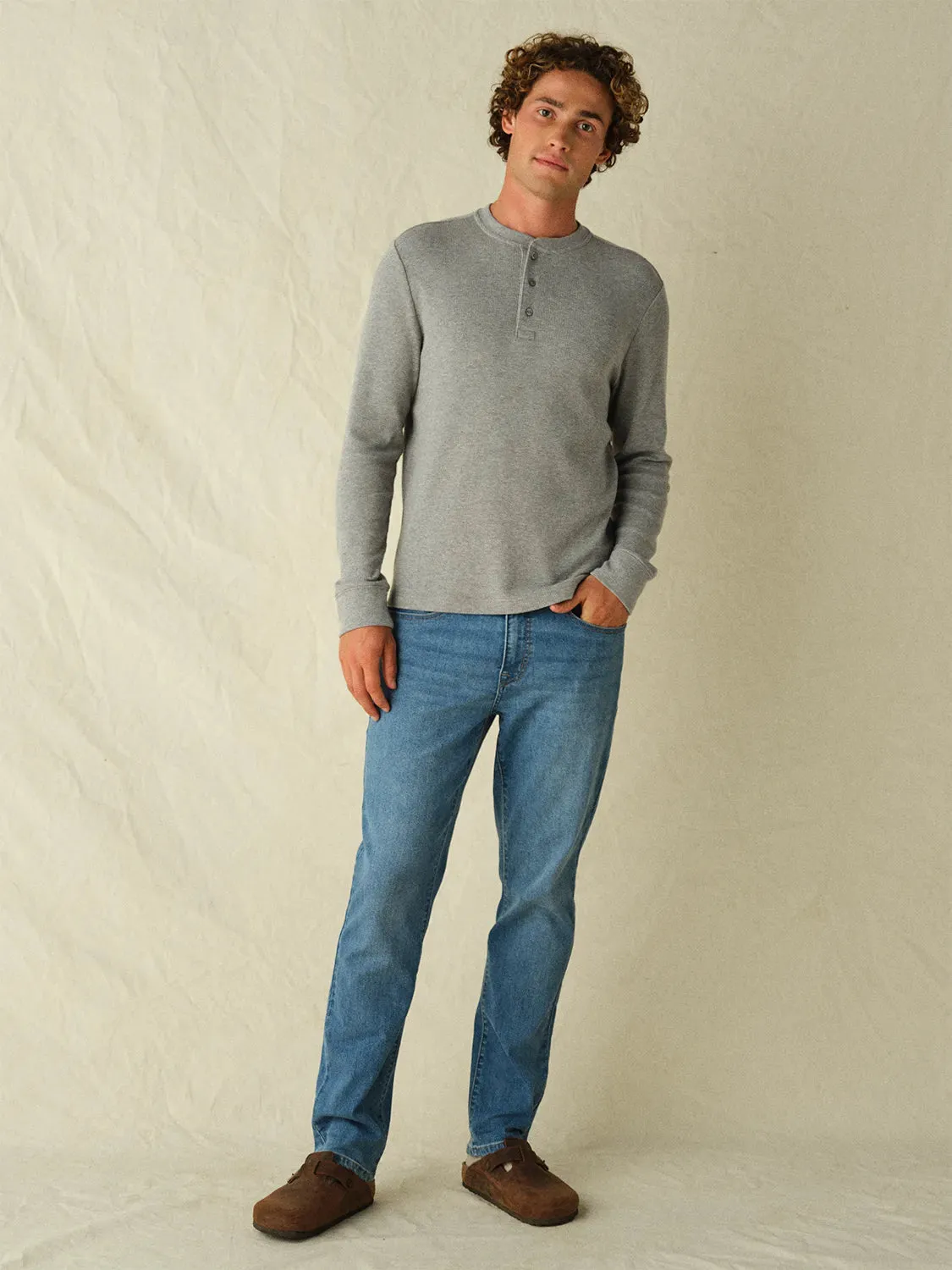 Hudson Waffle Henley | Heather Grey