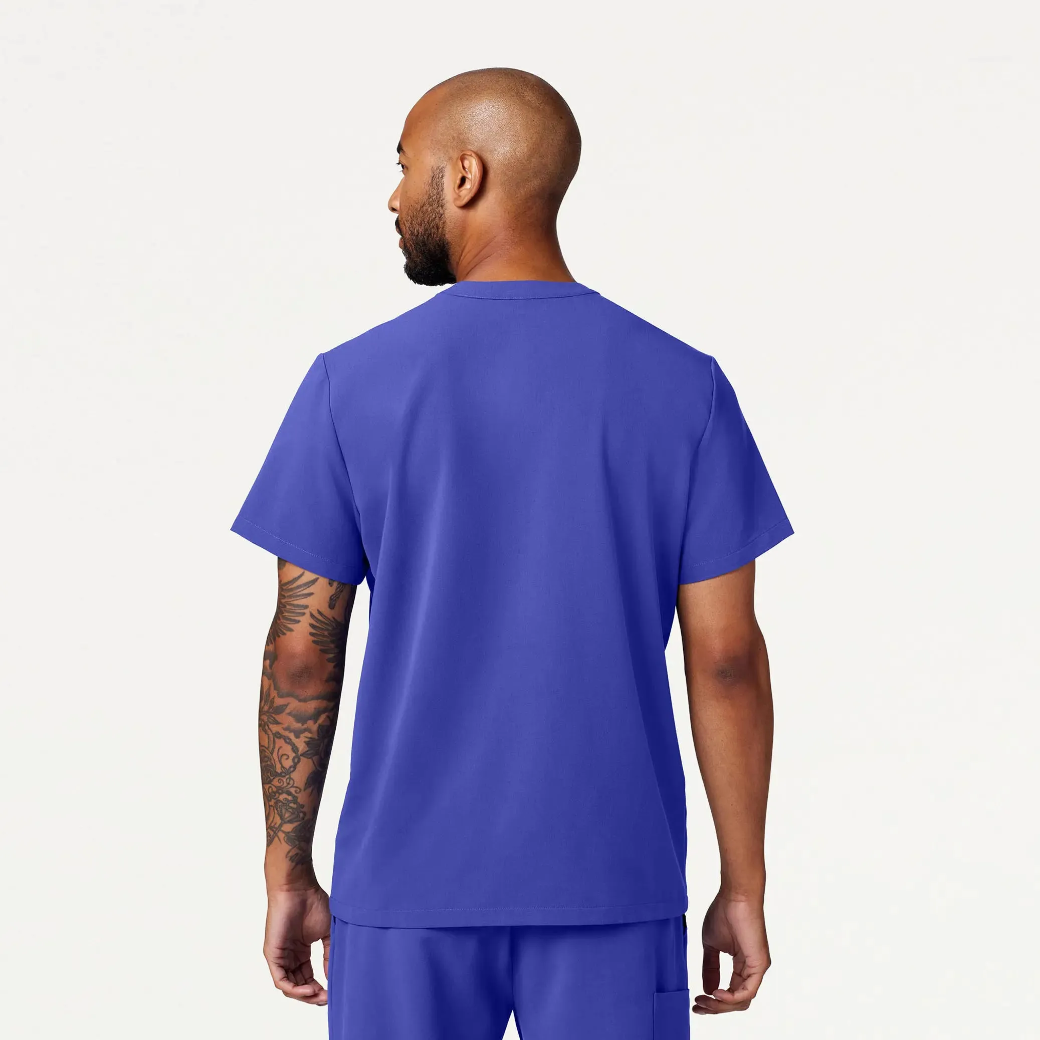 Jaanuu Men's Reeve Henley Scrub Top - Moon Blue