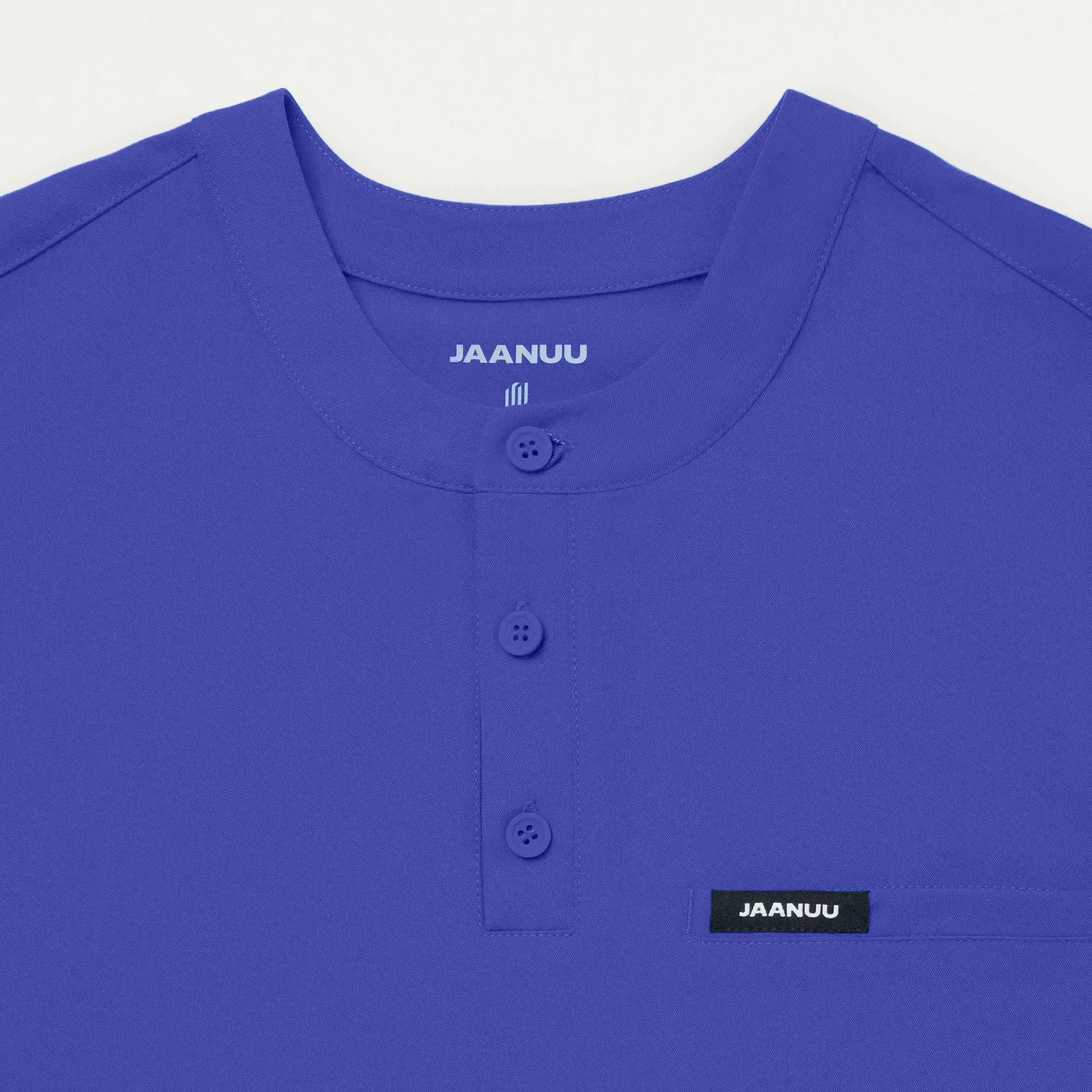 Jaanuu Men's Reeve Henley Scrub Top - Moon Blue