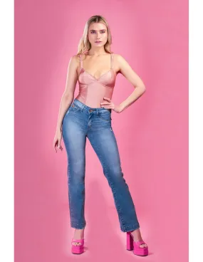 Jeans Mujer Celeste Recto 3326