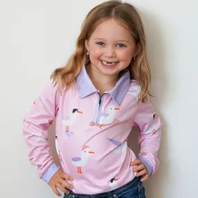 Kids Sun Shirt - Pink Seagull