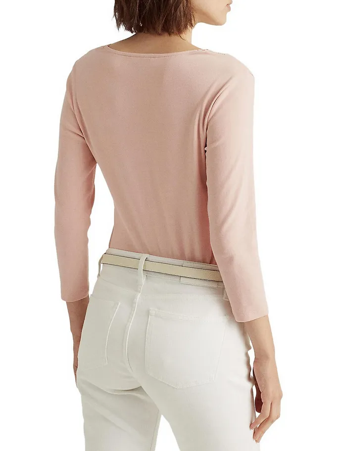 Lauren Ralph Lauren Lace-Trim Quarter-Placket Top