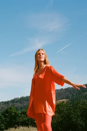 Lily Forbes - Milica Tie Top: Silk Charmeuse in Tangerine