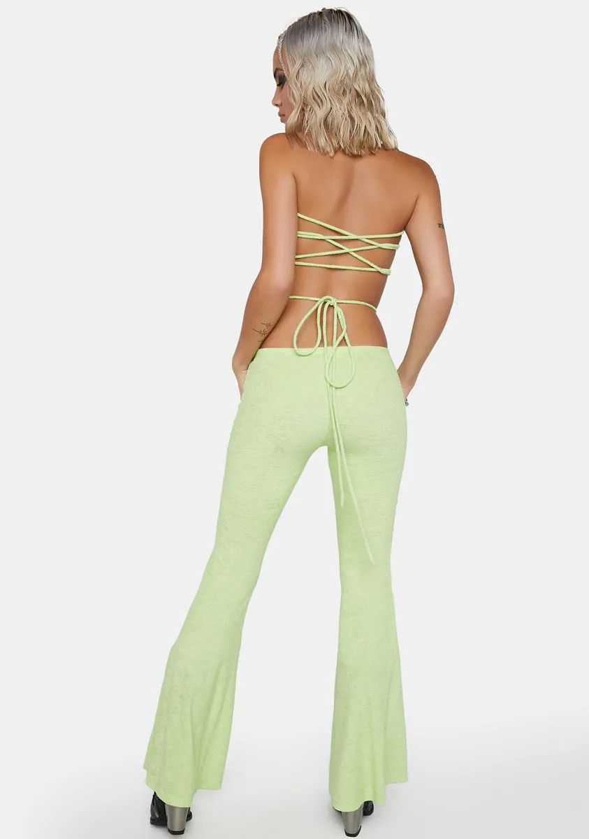 Lime Locked-Up Heart Terry Pants Set