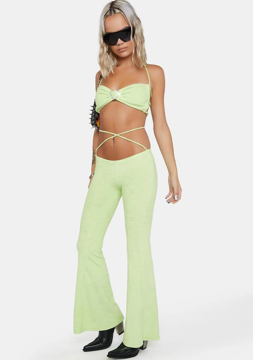 Lime Locked-Up Heart Terry Pants Set