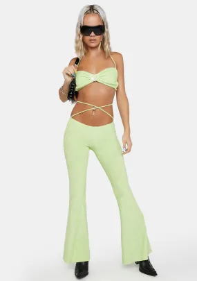 Lime Locked-Up Heart Terry Pants Set