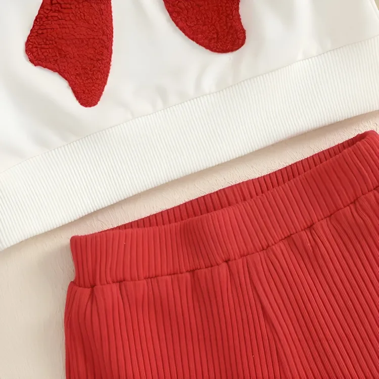 Long Sleeve Red Bow Flared Pants Baby Set