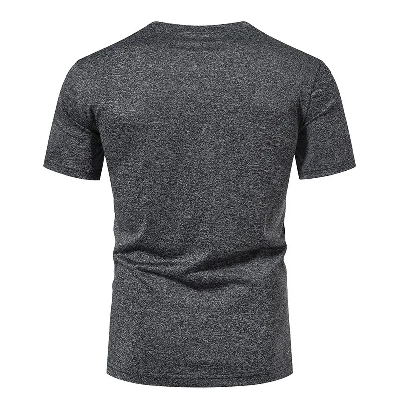 Men Crewneck Buttons Short Sleeves T-Shirt