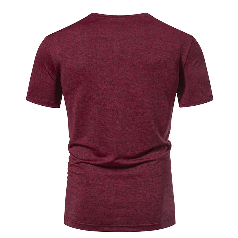Men Crewneck Buttons Short Sleeves T-Shirt