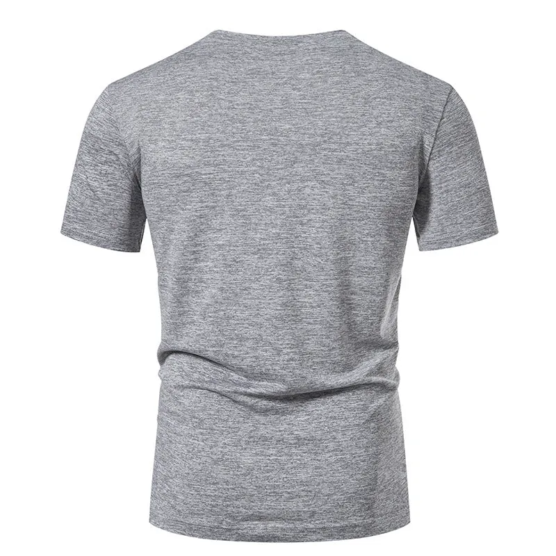 Men Crewneck Buttons Short Sleeves T-Shirt