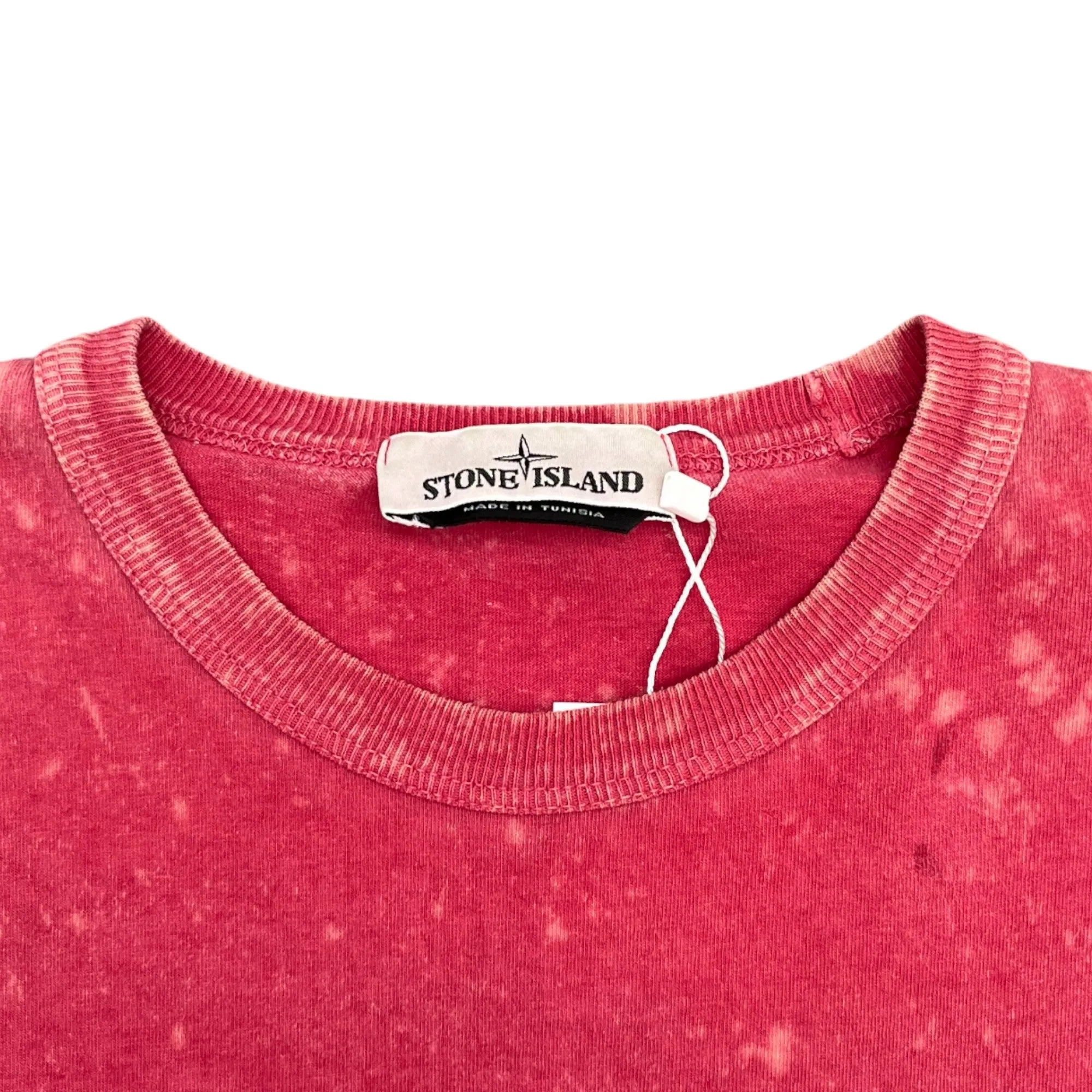 Men's Acid Wash Embroidered Logo T-Shirt Pink Size S