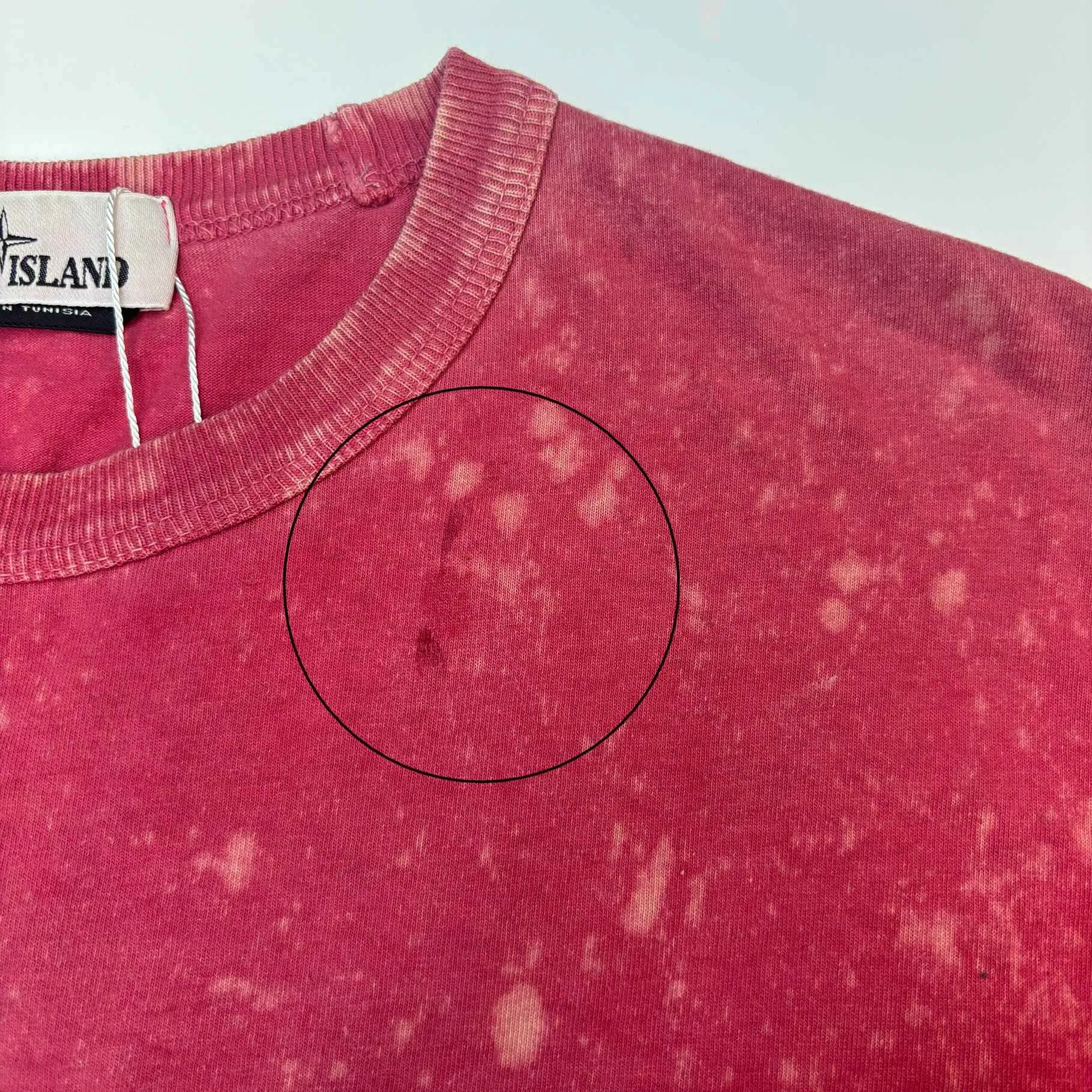 Men's Acid Wash Embroidered Logo T-Shirt Pink Size S